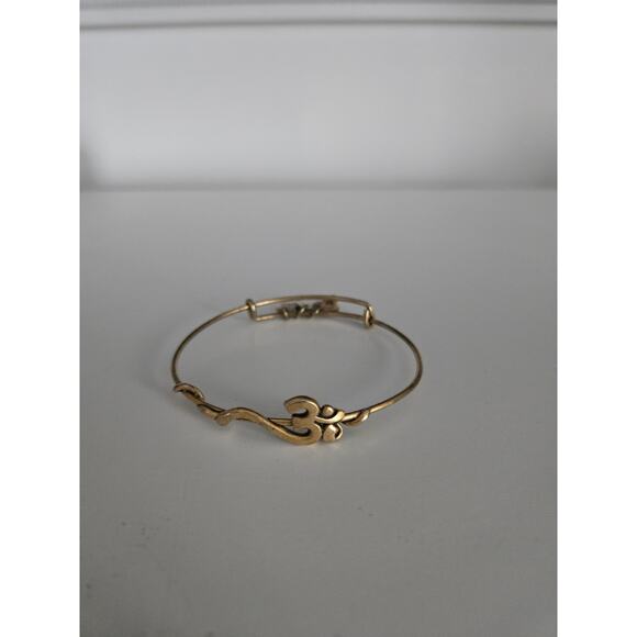 Alex and Ani Rafaelian Gold Horizontal Om Wrap Bangle Bracelet - Picture 1 of 4
